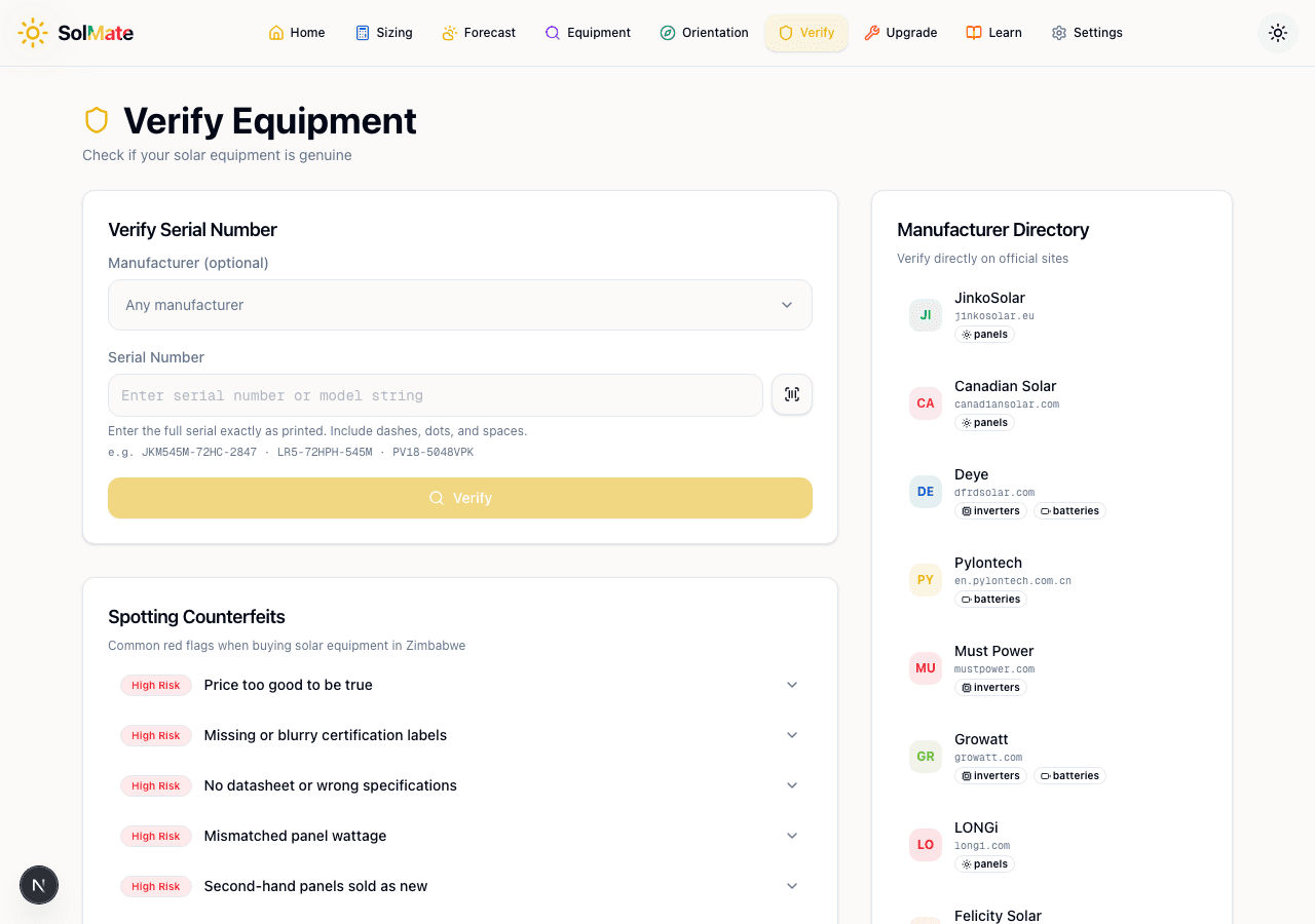How to Verify Solar Equipment
